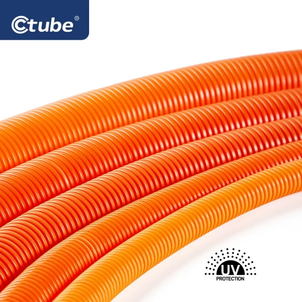 orange pvc corrugated conduit pipe