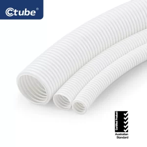 white corrugated conduit pipe