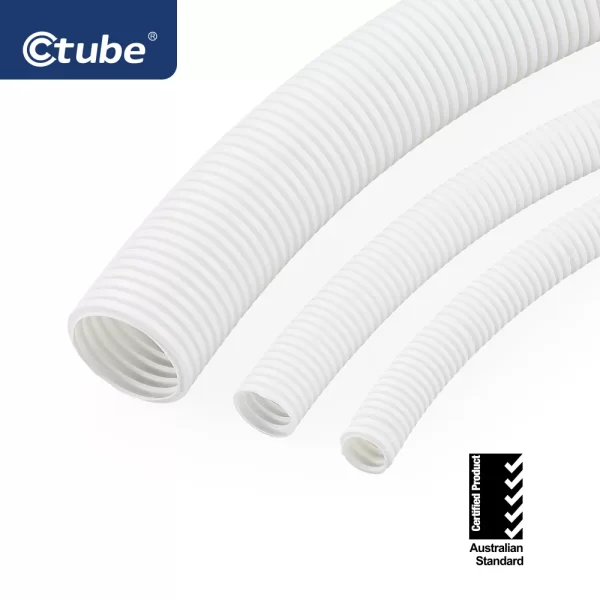 white corrugated conduit pipe